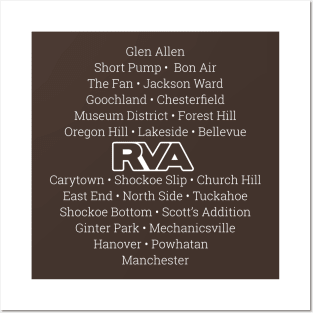 Richmond, Va Neighborhoods - RVA Version Posters and Art